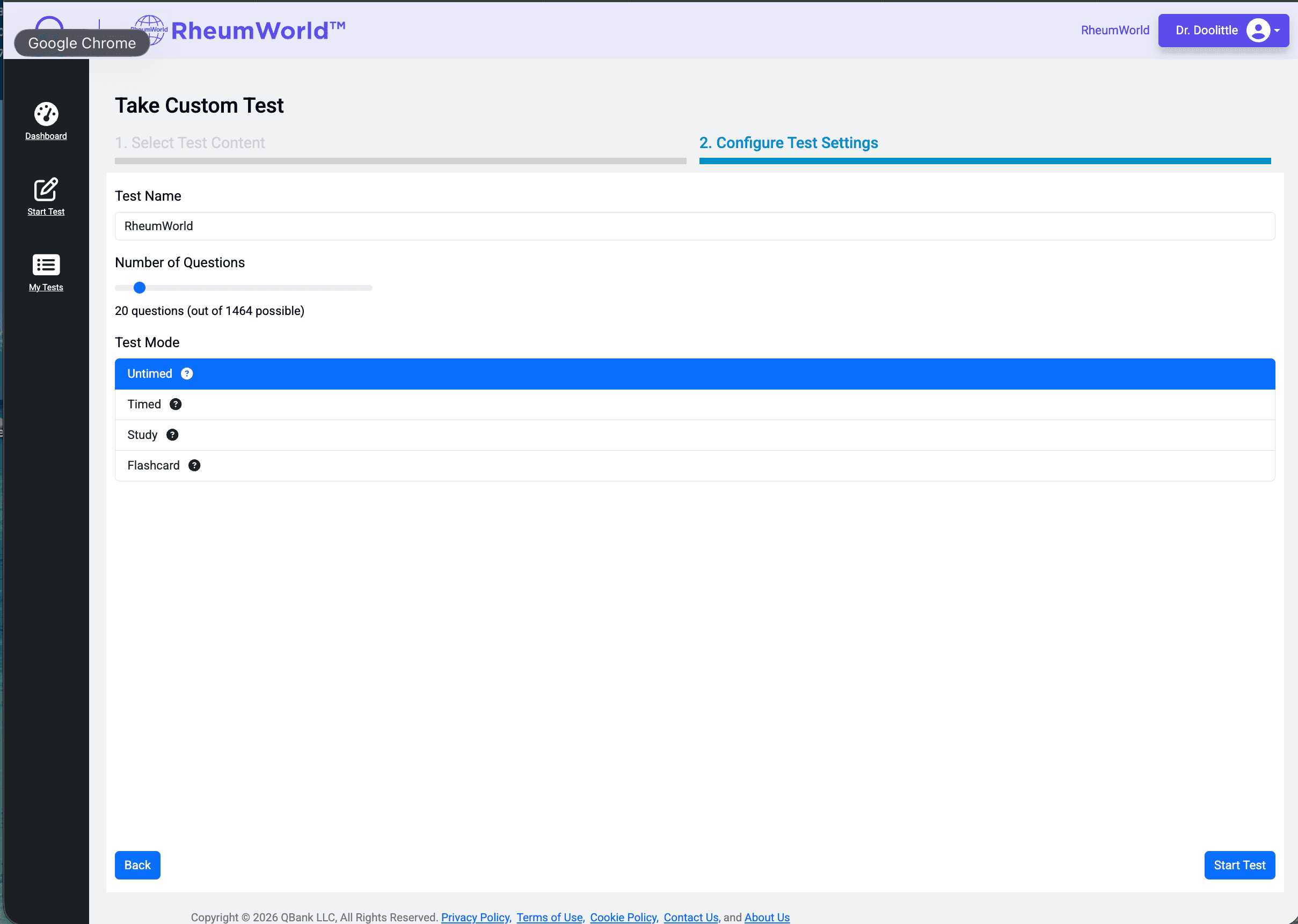 Test Settings